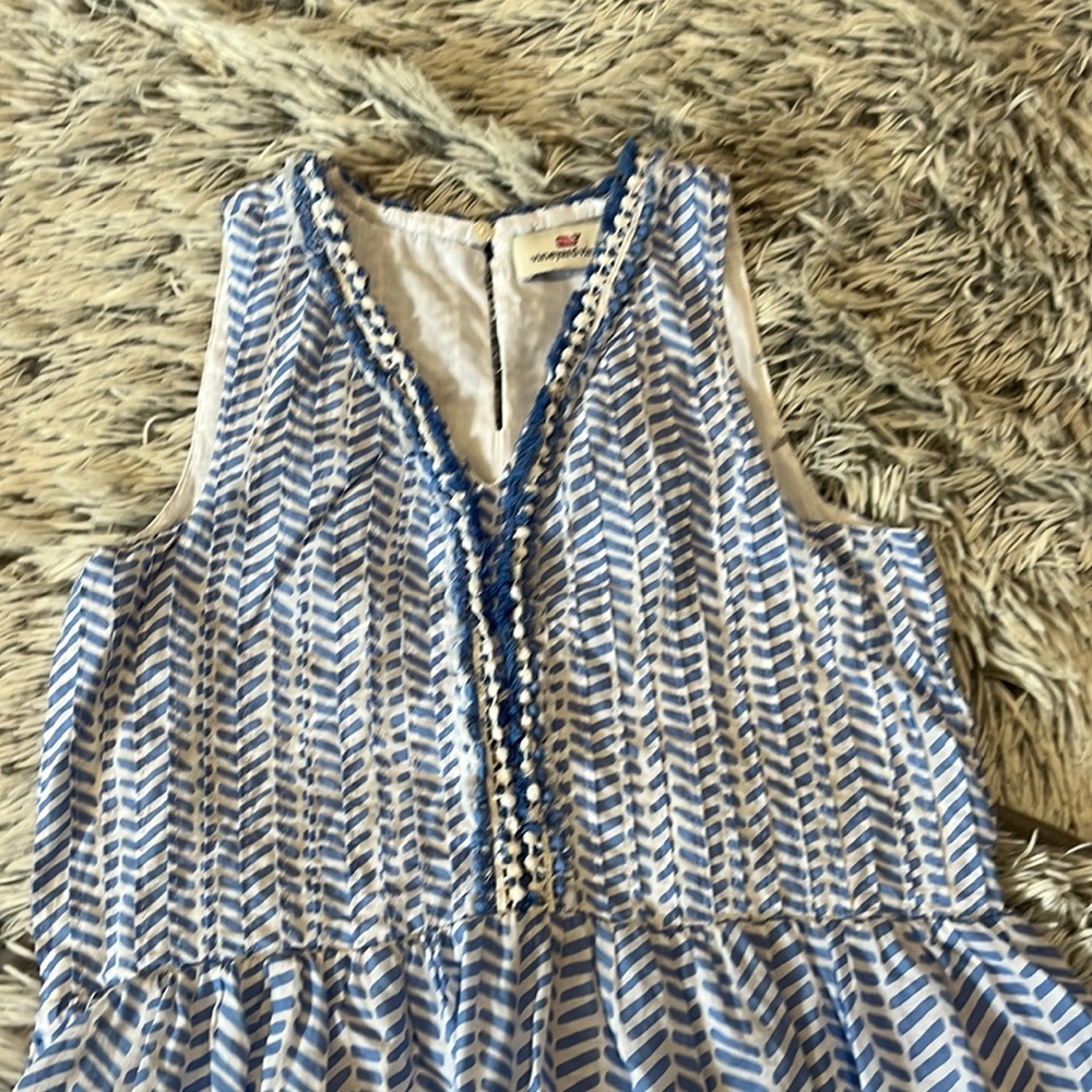Vineyard Vines Dress Sleeveless Blue White Size medium 10/12 - Picture 2 of 8